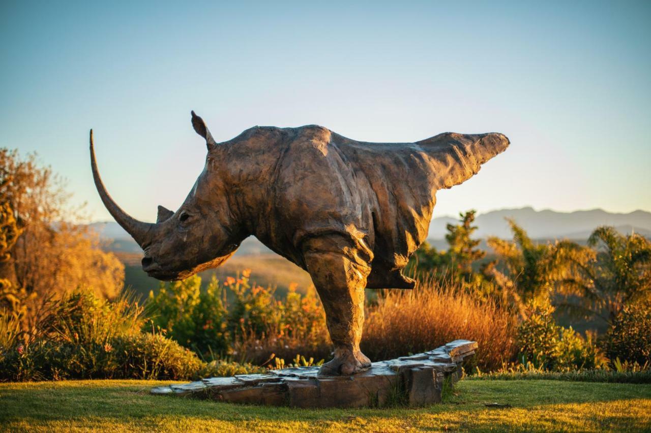 Sky Villa Boutique Hotel by Raw Africa Boutique Collection Plettenberg Bay Extérieur photo The sculpture of a white rhinoceros at the entrance of the park